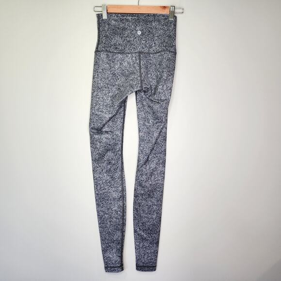 Lululemon Wunder Under High Rise Pant Abstract Spray Jacquard White Black 4 - Picture 6 of 7